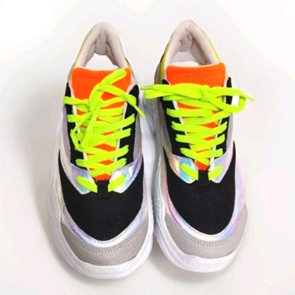 Steve Madden Gillah Multicolor Chunky Platform Sneakers 7 Neon Trendy Streetwear - Picture 5 of 15